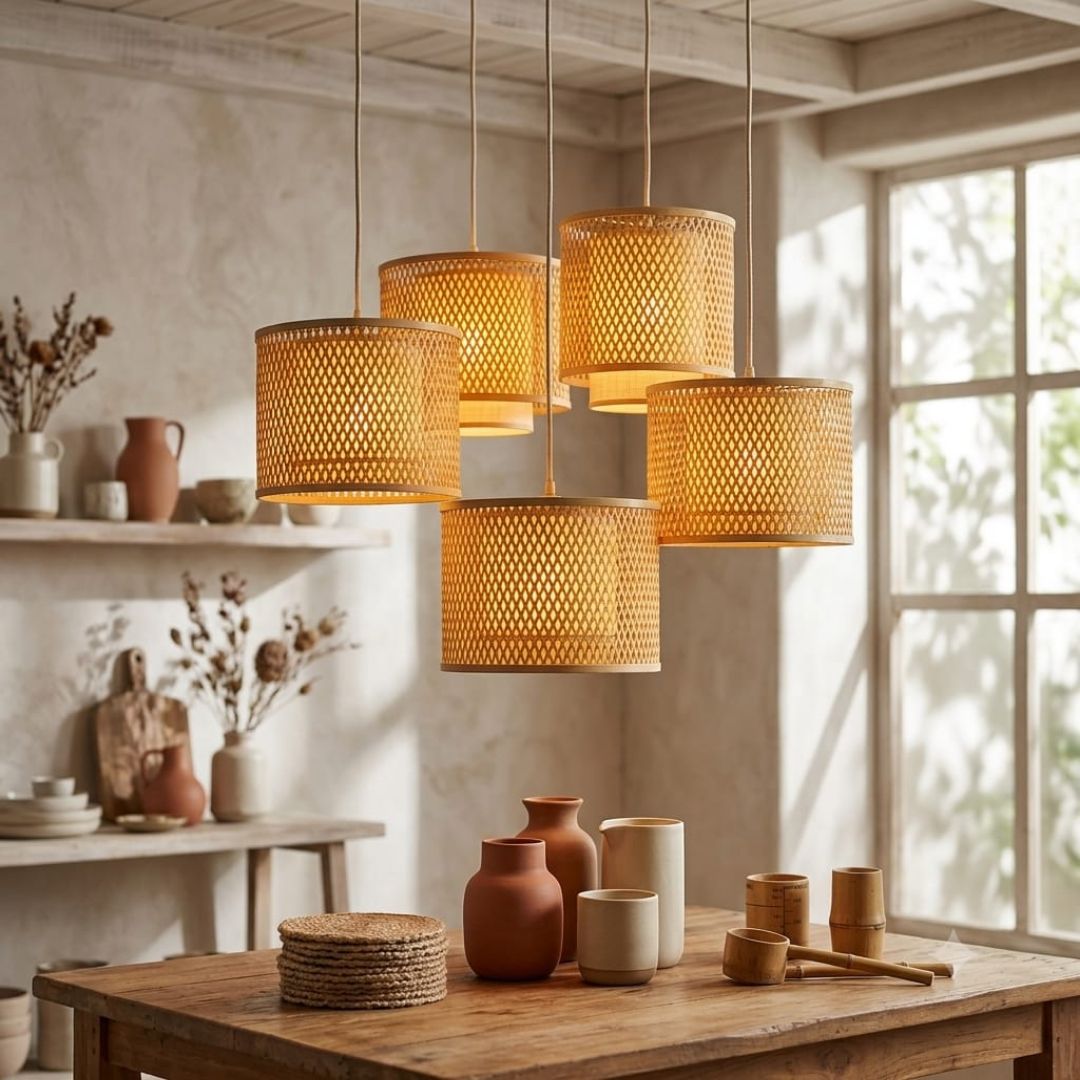 Arola Bamboo Hanging Lamp Two Layers