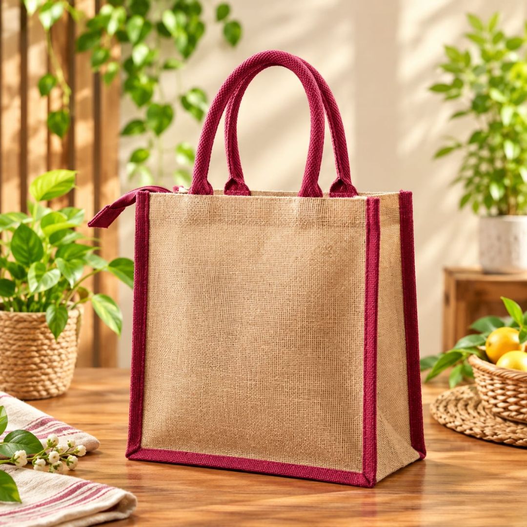 Green Fem Jute Bag Zip