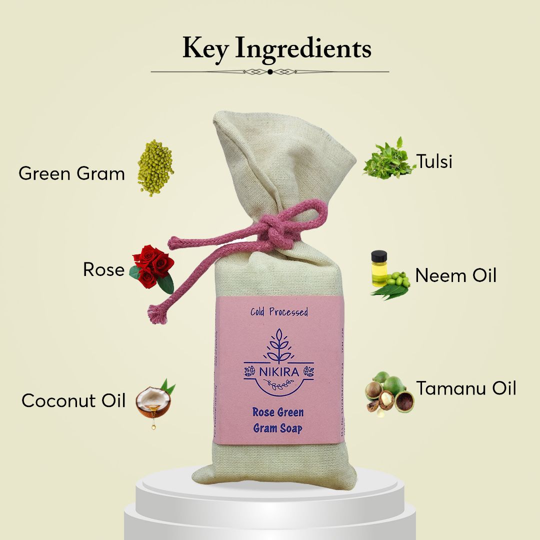 Nikira Rose Green Gram Soap