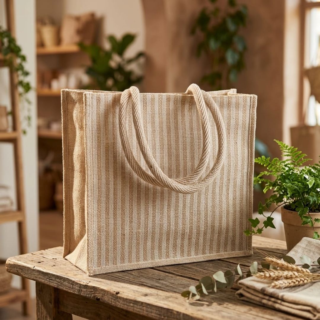 Green Fem Stripped Bag