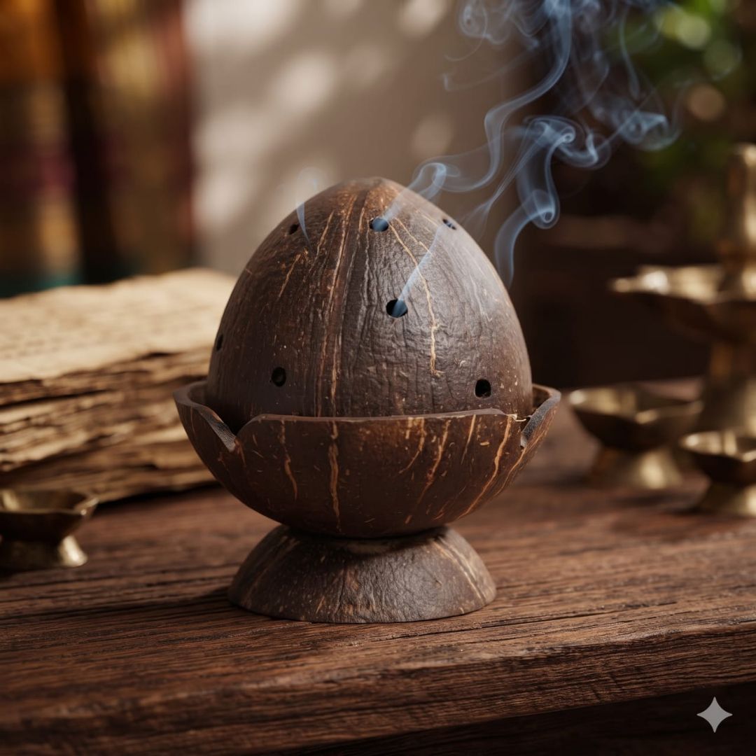 Kottravai Handmade Coconut Shell Dhoop Stand