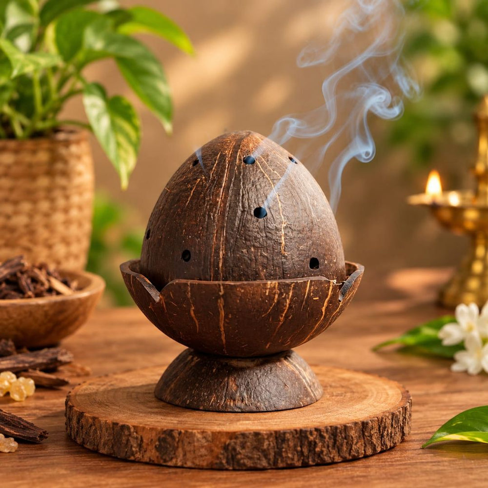 Kottravai Handmade Coconut Shell Dhoop Stand
