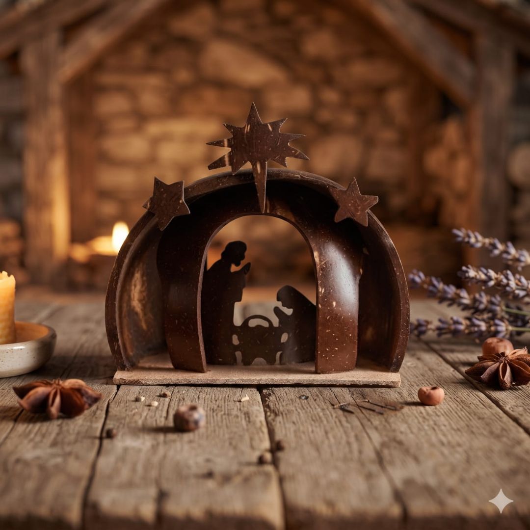 Kottravai Handmade Coconut Shell Nativity Set