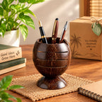 Kottravai Handmade Coconut Shell Pen Holder