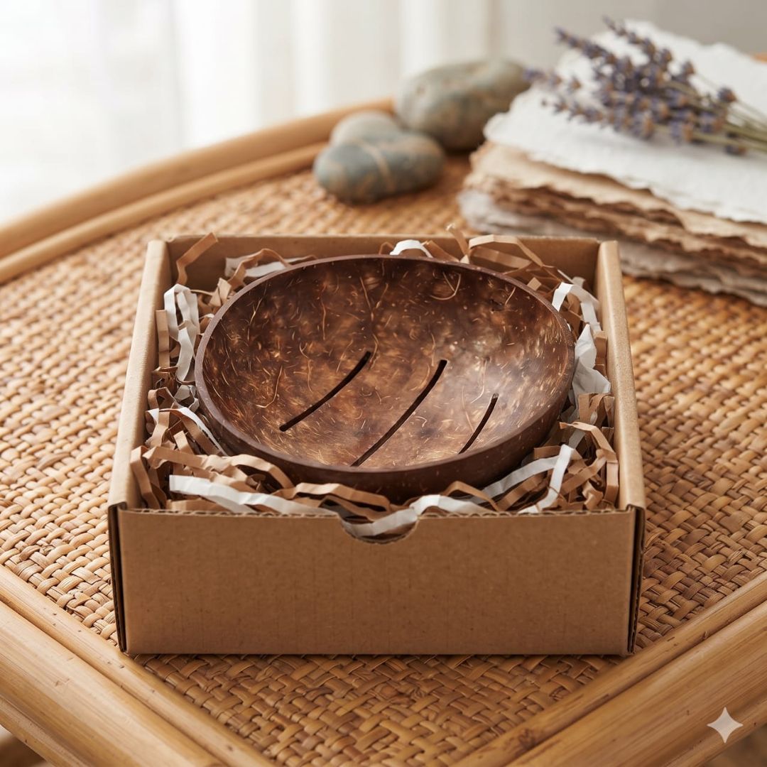 Kottravai Handmade Coconut Shell Soap Holder